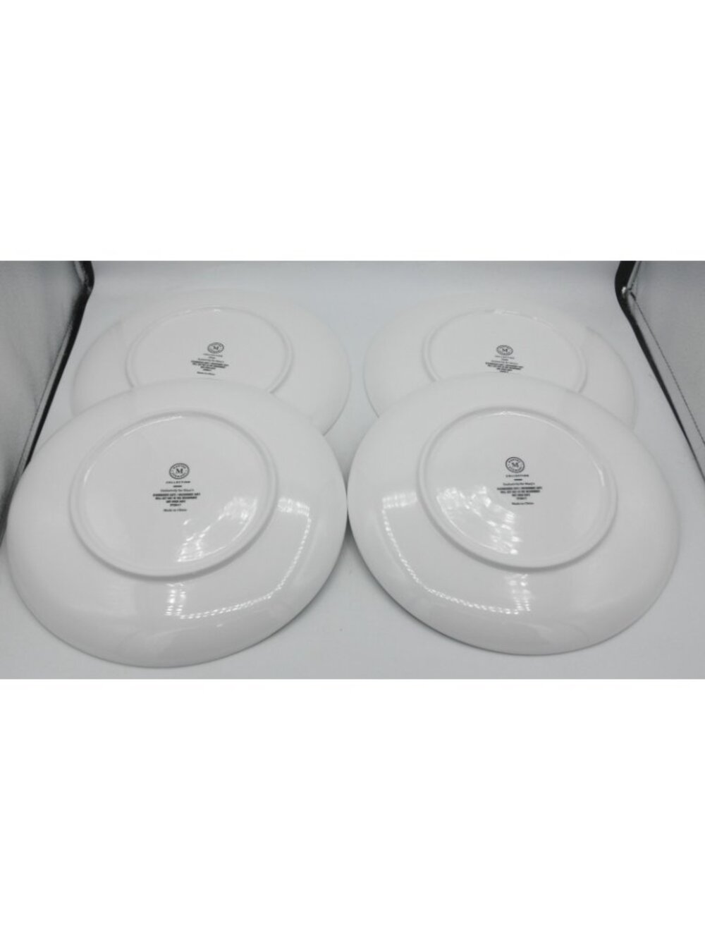 Linen Weave Crosshatch Martha Stewart 10 Inch Dinner Plates Set of 4 White/Gray - Picture 2 of 7